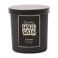 Halloween Black Teakwood Scented Glass Jar Candle with Metal Lid, 10.2 oz