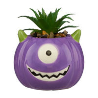 Halloween Purple Smiling Monster Planter Pot with Succulent