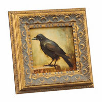 Halloween Mini Gold Vintage Framed Bird Canvas Art