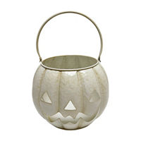 Halloween Cream Jack-O-Lantern Pumpkin Basket, Large