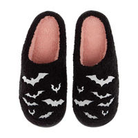 Women's Halloween Black & White Slip-on Bat Patterned