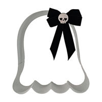Halloween Large Metal Ghost Ornament, White and Black, 19.69x11.81 in