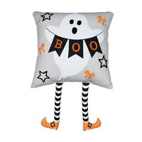 Halloween Woven Embroidered Pillow, 17x17 in