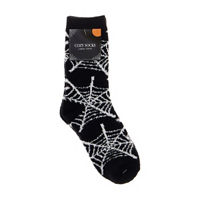 Women's Halloween Black & White Spiderweb Cozy Socks, One Size