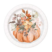 Harvest Watercolor Pumpkin Plate, 9 in, 8ct
