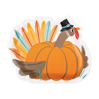 Kids Thanksgiving Turkey Shaped Plate, 8ct