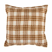 Harvest Brown & Cream Plaid Throw Pillow 18