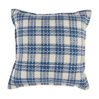Harvest Blue & Cream Plaid Throw Pillow 18