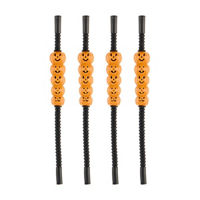 Halloween Black Straws with Stacked Orange Pumpkins, 4 pk
