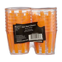 Halloween Orange & Clear Striped Shot Glasses, 1.18 fl oz, 16 ct