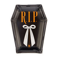 Halloween RIP Bow Coffin Shaped Party Plate, 8 ct