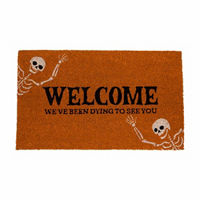 Halloween 'Welcome We've Been Dying to See You' Skeleton Print Doormat