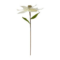 Holiday Cream Velvet Poinsettia Pick with Glitter Trim