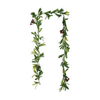 Holiday Style Mistletoe Garland With Red Berries, 65 in