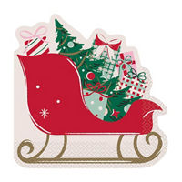 Christmas Sleigh-Shaped Napkins, 16 ct