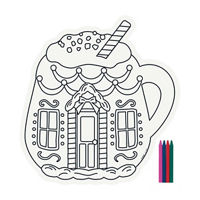 Christmas Gingerbread Mug Color-In Placemat with Crayons