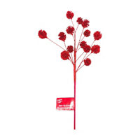 Holiday Style Red Glitter Pom Pom Stem