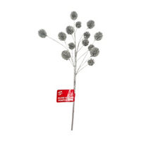 Holiday Style Silver Glitter Pom Pom Stem