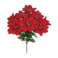 Christmas Artificial Red Poinsettia Bush, 20 in
