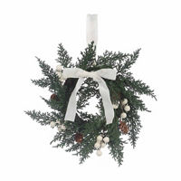 Christmas Mini White Bow Wreath, 13 in