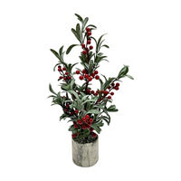 Christmas Red & Green Pre-Made Mistletoe Branch, 18 in
