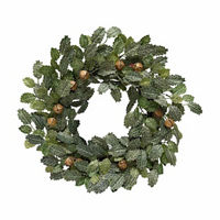 Christmas Holly Mistletoe Wreath with Bell Accents