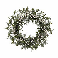 Christmas White Berry Holly Mistletoe Wreath