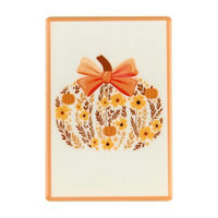 Harvest Floral Pumpkin with Orange Bow Mini Magnet