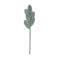 Christmas Silver Glitter Magnolia Leaf Stem