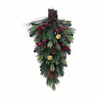 Christmas Red Berry Swag with Gold Bells, 24 in