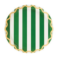 Italian Eats Green & White Striped Plates, 7 in, 8ct
