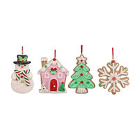 Holiday Style Christmas Cookie Clay Ornaments, 4 Assorted Designs