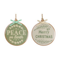 Christmas Round Epoxy Sentiment Ornament, 2 Assorted Designs