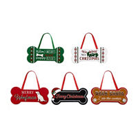 Christmas Bone-Shaped Pet Ornaments, 5 Assorted Styles
