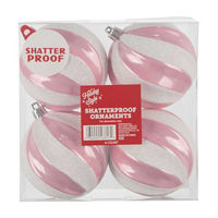Holiday Style Glitter Swirl Shatterproof Ball Ornaments, 4 ct, 2 Assorted Colors