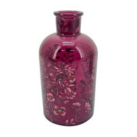 Purple Floral Glass Vase, 6.5 in