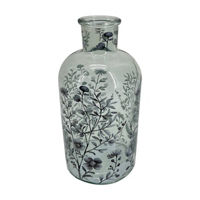 Blue Floral Glass Vase, 6.5 in