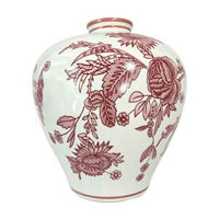 Cream & Red Floral Vase