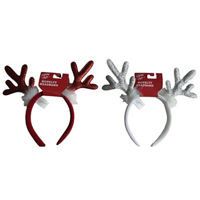 Holiday Style Christmas Glitter Antlers Novelty Headband, 2 Assorted Colors