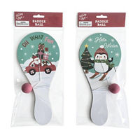 Holiday Style Christmas Novelty Paddle Ball Toy, 2 Assorted Designs