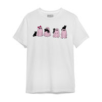 Halloween Women's Pink and White Ghost Cat T-Shirt, X-Large