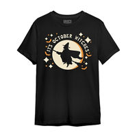 Halloween Women's Black and Orange October Witches T-Shirt, Medium