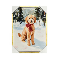 Christmas Dog Framed Canvas Wall Art, 12x16 in