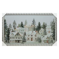 Christmas Snow Village Framed Canvas Wall Art, 18x30 in