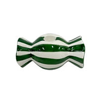 Christmas Green Striped Candy Candle Holder
