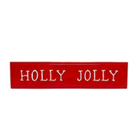 Christmas Red 'Holly Jolly' Metal Sign, 30x6.5 in