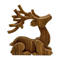 Christmas Wooden Sitting Deer Decoration, 22 in