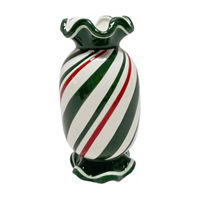 Christmas Green Striped Candy Vase, Large