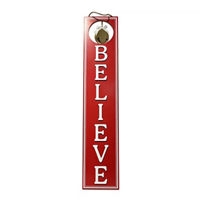 Christmas Red 'Believe' Leaner Sign with Bell