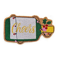 Christmas Champagne-Shaped 'Cheers' Coir Doormat, 18x30 in